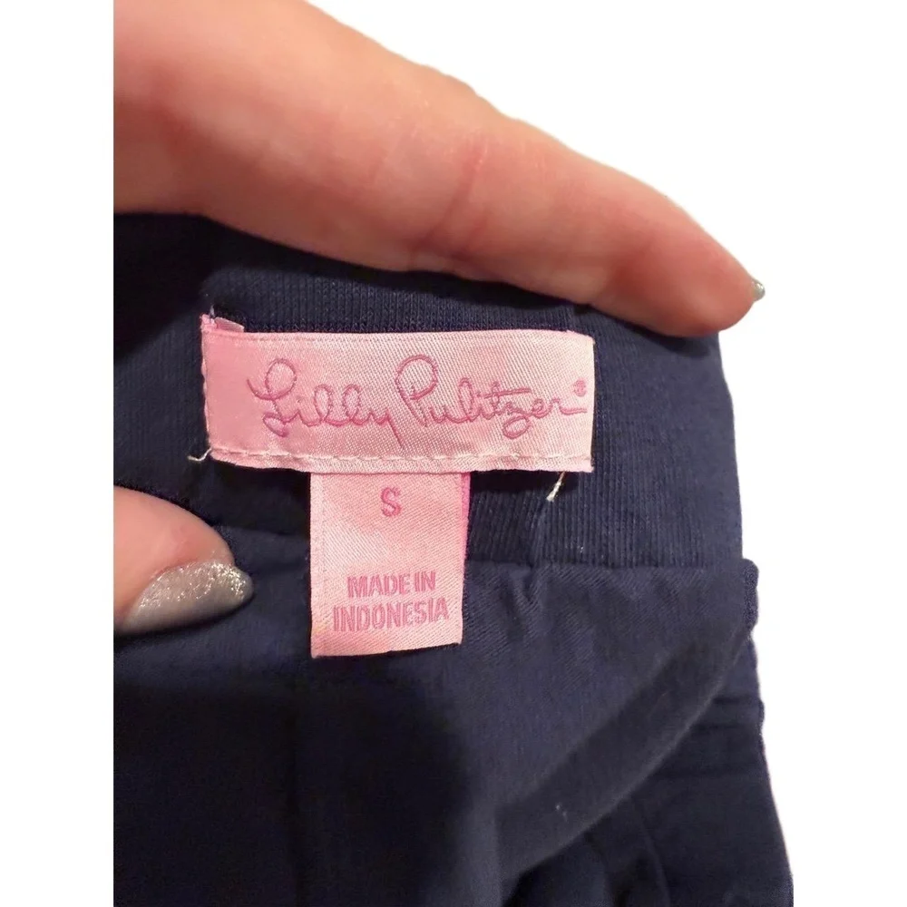 Lilly Pulitzer Womens Skort Size S Navy Blue Gold Button Detail Preppy EUC - Picture 4 of 8